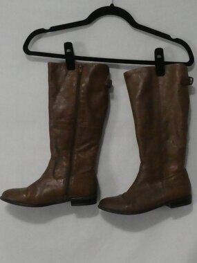 ALDO Brown Leather Knee High Riding Boots Back Buckles - Size 5